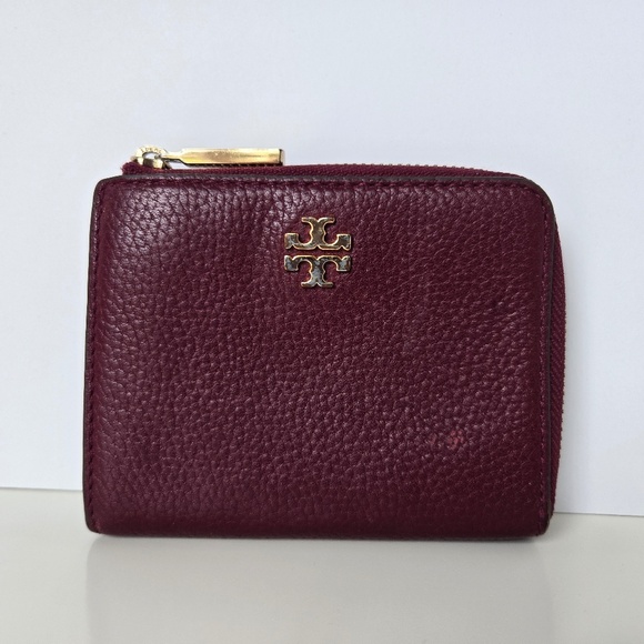 Tory Burch Handbags - Tory Burch Deep Red Leather Wallet with Gold Accent